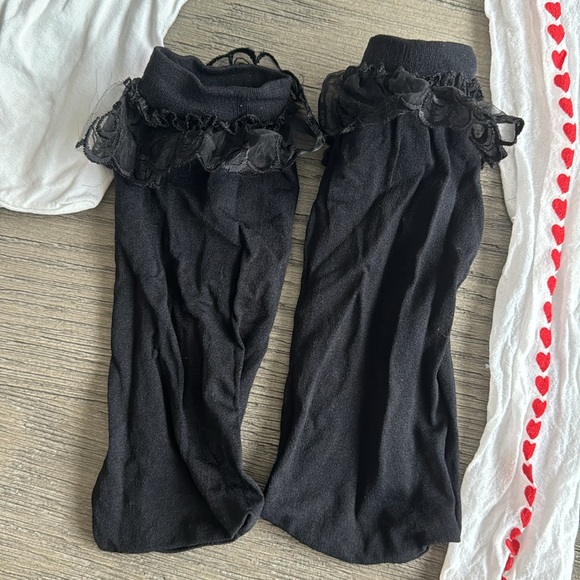Lot of 3 pair of hosiery items. Ankle stockings and a pair of thigh highs. Small - Picture 4 of 7
